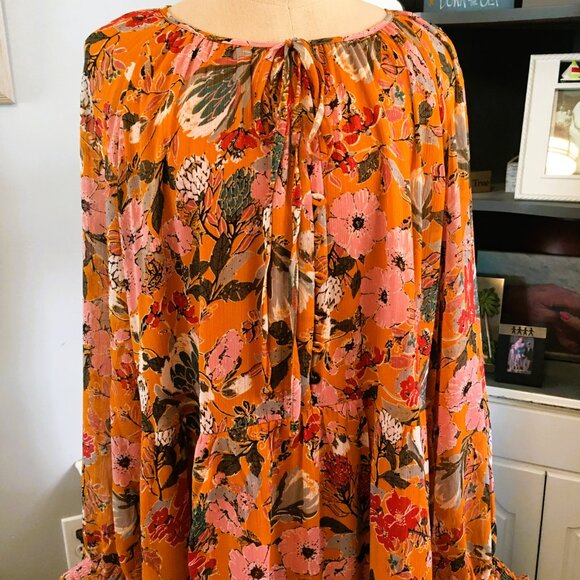 Kate & Sam Maxi Dress Sz XXL Tiered Floral Lined Long Sleeve Maxi Dress NWT - Picture 4 of 8